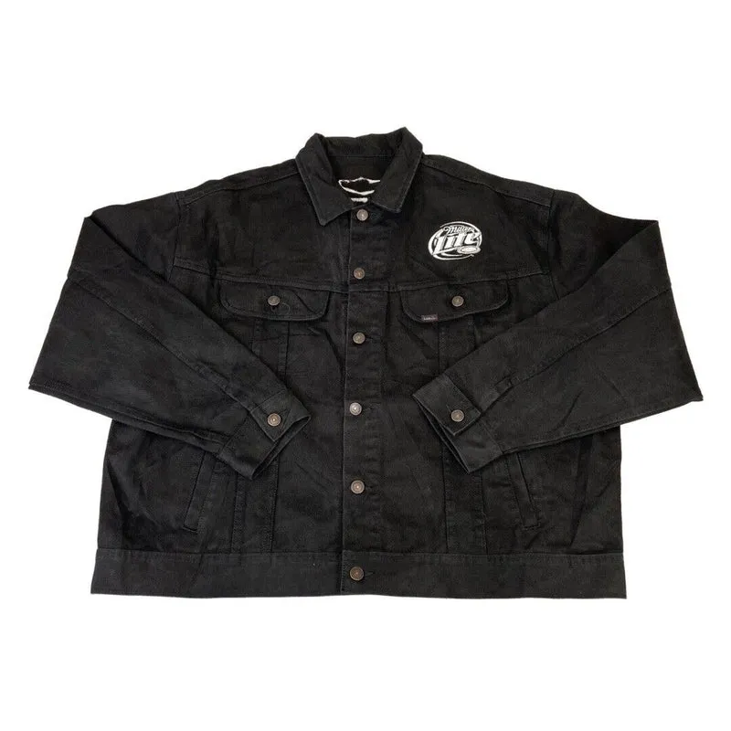 VTG 100 YEAR 2003 BLACK LEE HARLEY DAVIDSON MILLER LITE BEER DENIM JACKET XXL 50