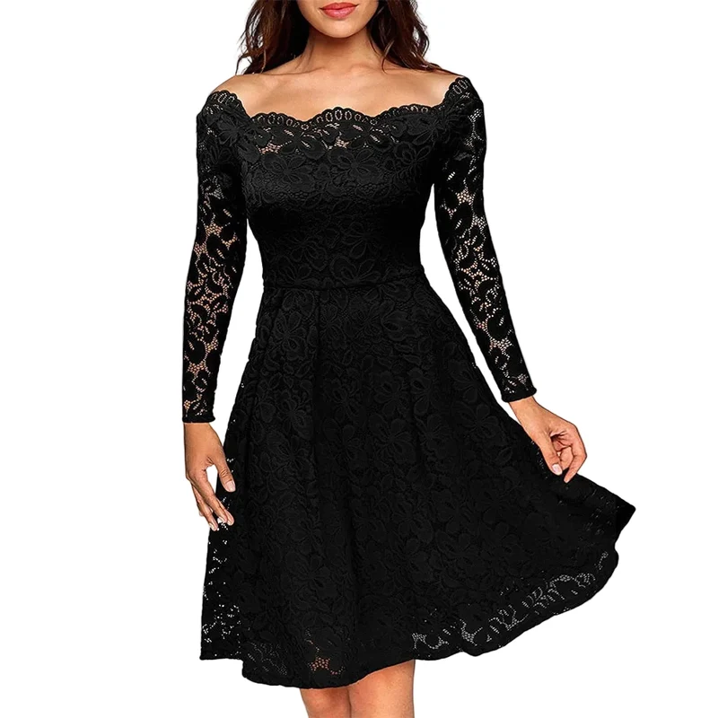 Kvinnors Midiklänning med Off-Shoulder Design