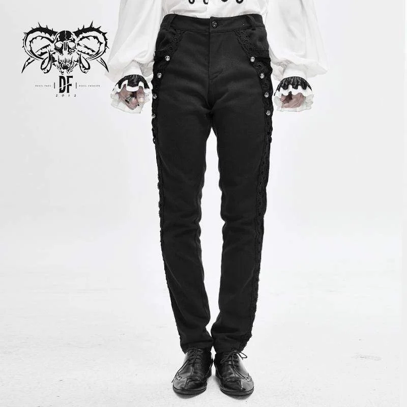 Gothic Back Chain Jacquard Pocket Byxor för män