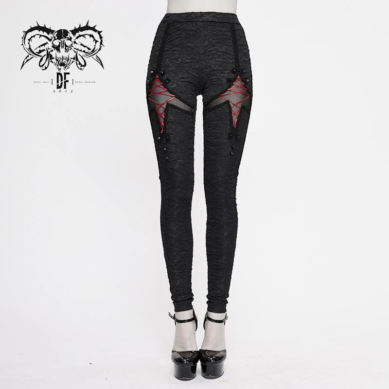 Kvinnors gotiska slitna leggings med nitar
