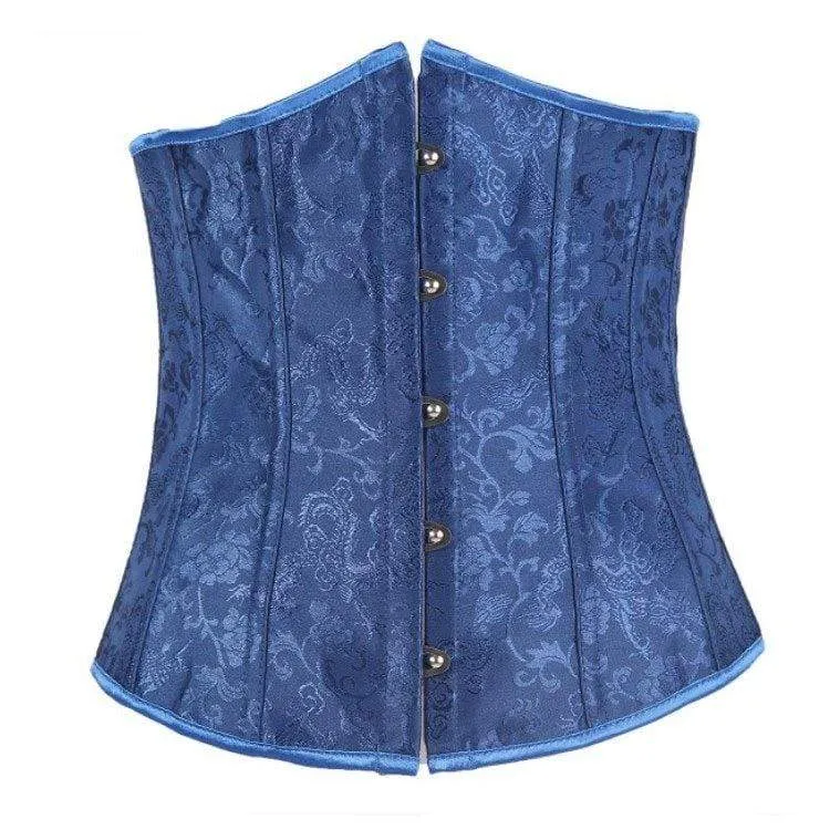 Gothic Jacquard Underbyst Corstes för damer Blå