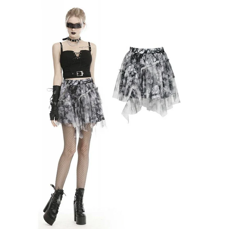 Gothic Tie-dye Mesh-kjolar för kvinnor