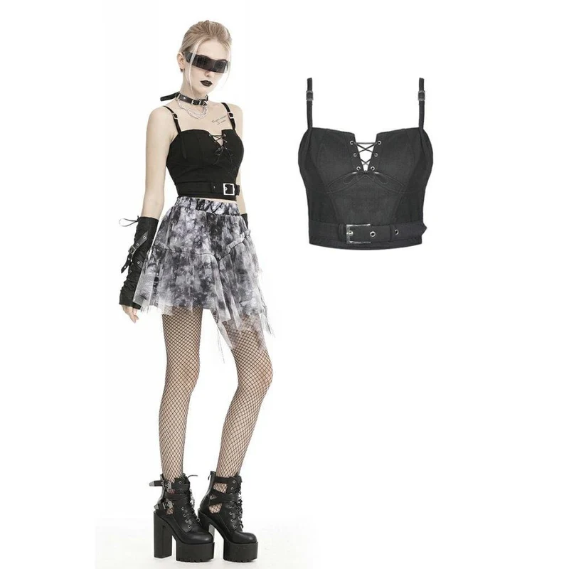 Gothic Strappy Bustiers för kvinnor med skärp