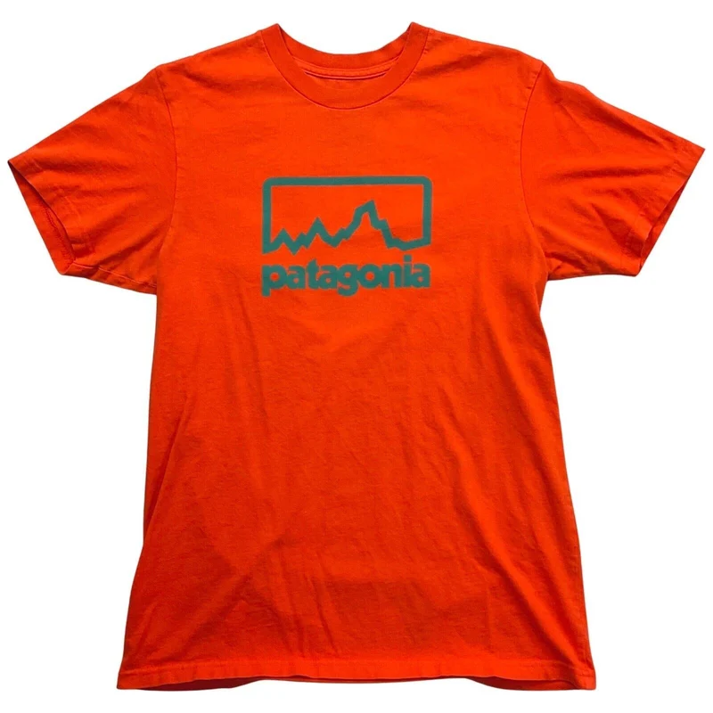 Vintage 00s Orange Green Patagonia Sports Short Sleeve T-shirt M