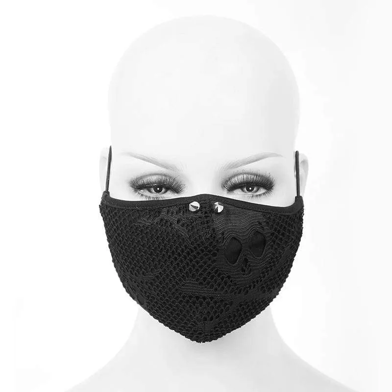 Unisex Gothic Skelenton Mesh Overlaide Masker med engångsfilter Insats Set med två