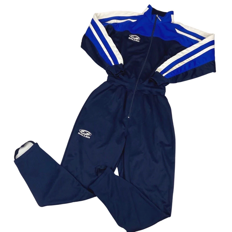 Vintage 90s Navy Blue White Saller Jumpsuit Tracksuit Boiler Suit One Piece M/L