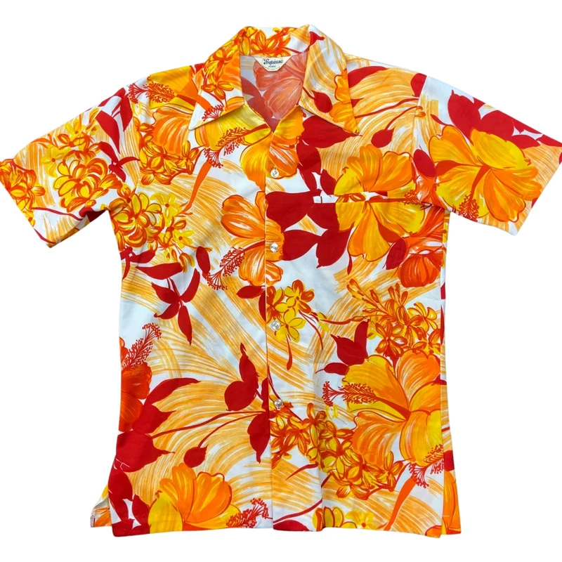 VTG 70s TROPICANA HAWAII ALOHA SHIRT POLYESTER ROCKABILLY 38” (34) XXS