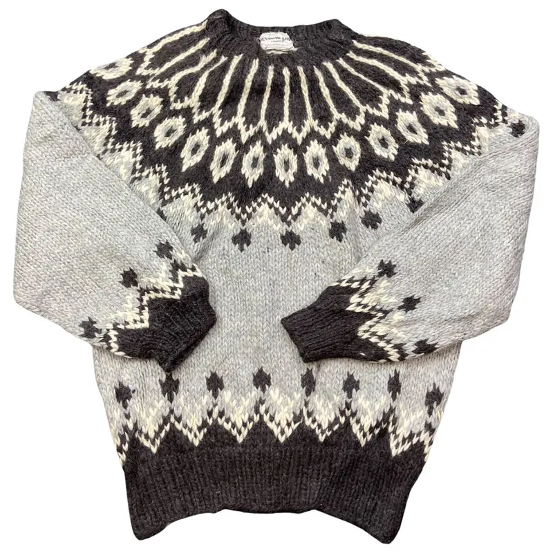 VTG ICELANDIC STYLE HANDKNIT JUMPER SWEATER SCANDINAVIAN NORWEGIAN 47” (44) L