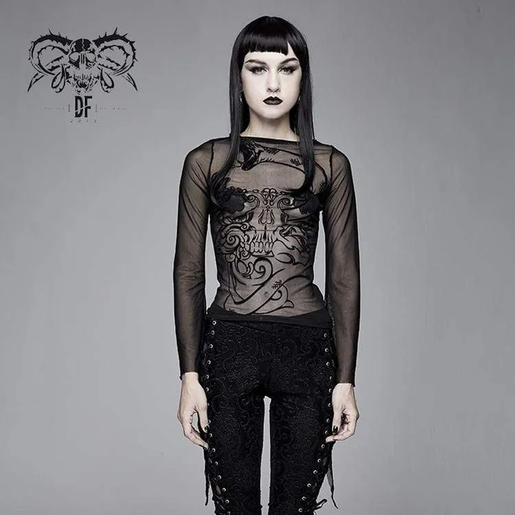 Damtoppar i Goth-mesh med skira flare ärmar