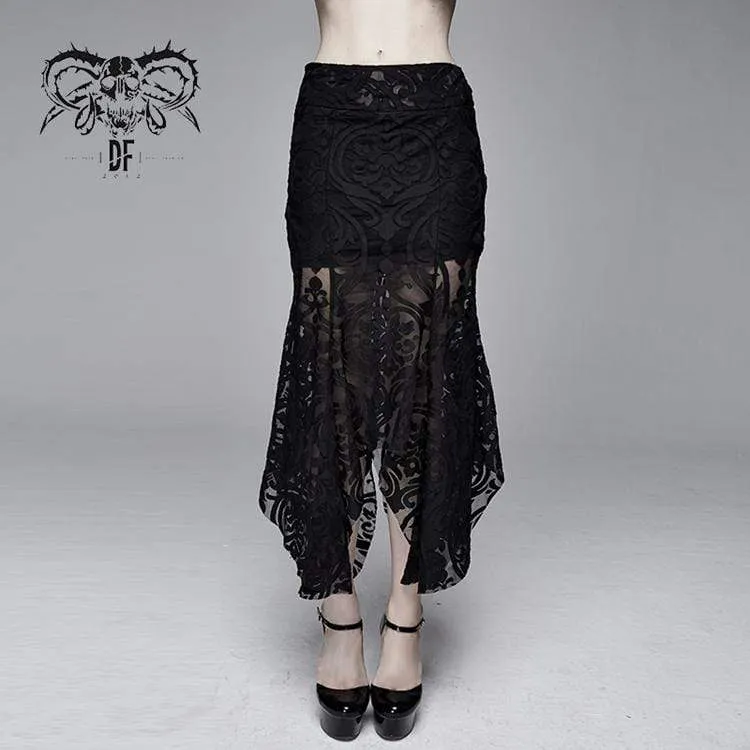 Goth blommig genomskinlig Fishtail-kjol för kvinnor
