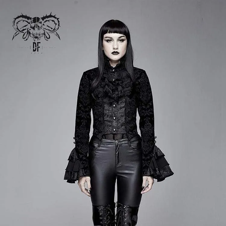 Goth Ruffles Velet Swallow-tailed kappa för kvinnor