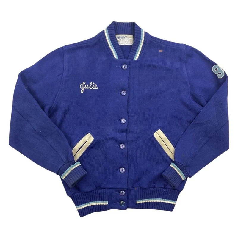 VTG 50s STYLE USA COLLEGE FOOTBALL VARSITY CARDIGAN ROCKABILLY CHEERLEADER 40” M