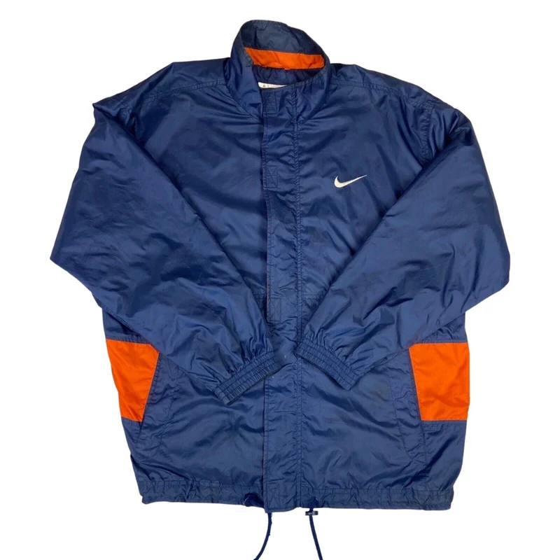 Vintage 1990s Blue Orange Nike Waterproof Windbreaker Jacket Extra Large