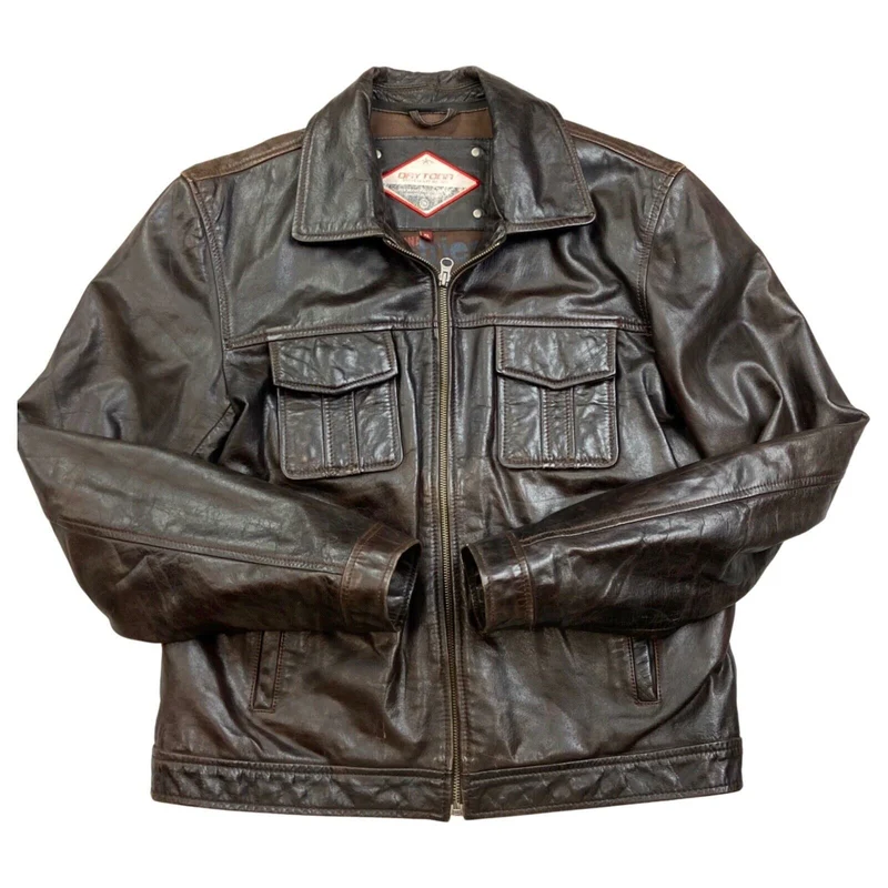 Vintage 90s 00s Brown Leather Daytona Jacket M