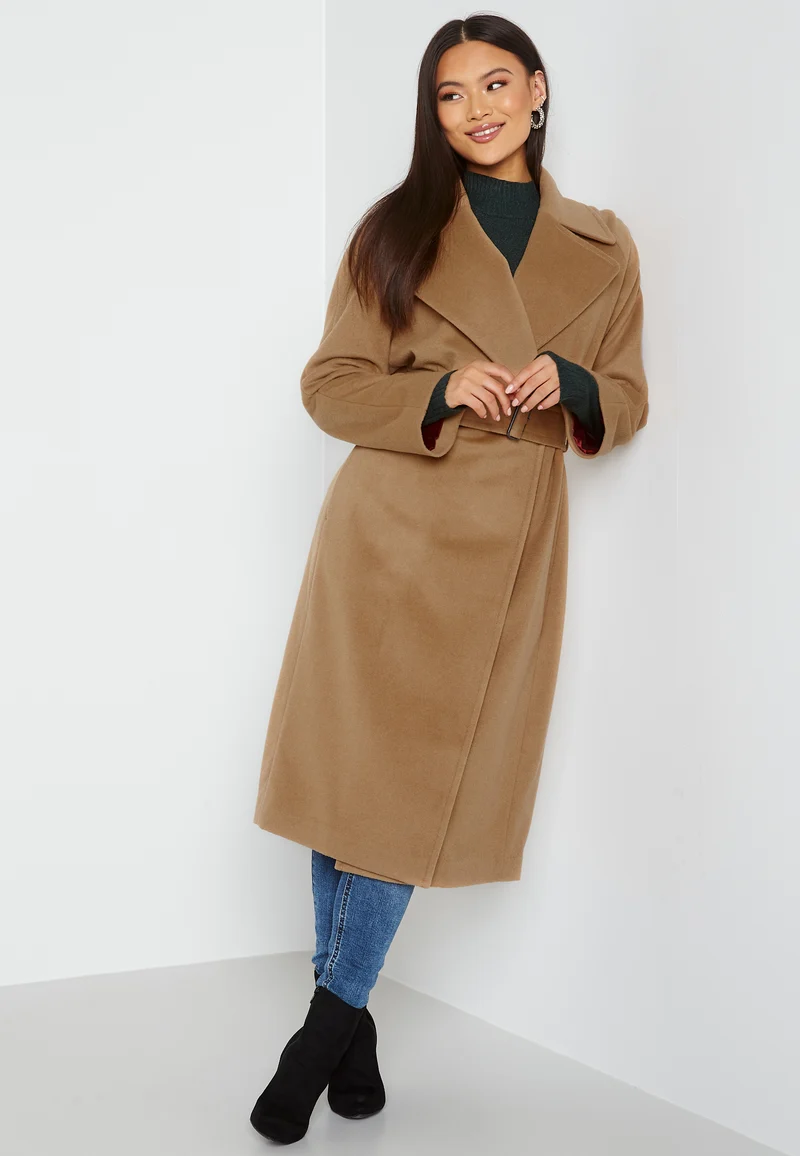 Wool Blend Belted Coat