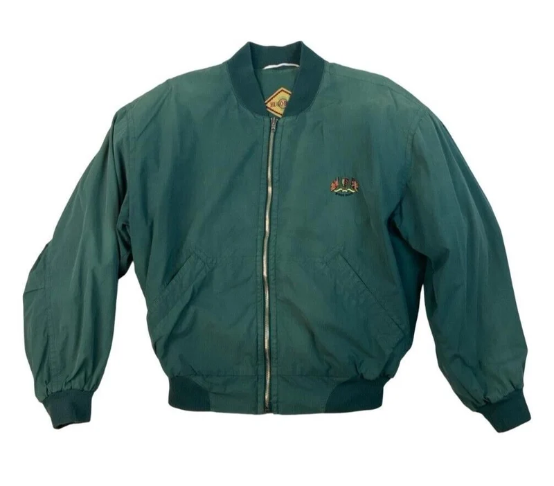 VINTAGE 90s HUGO BOSS BOMBER JACKET GREEN SIZE MEDIUM