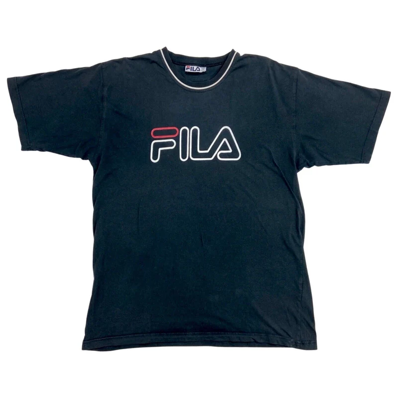 Vintage 90s 00s Black Fila Spell Out T-shirt L