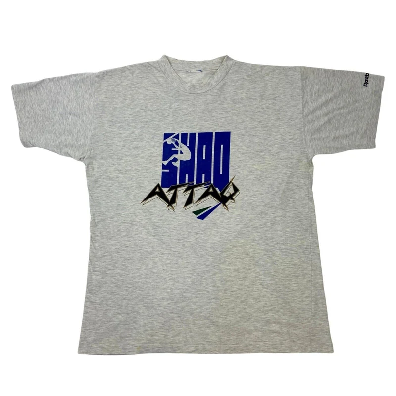 Vintage 90s Grey Grey Shaq O’Neal Attaq Reebok Double Graphic T-shirt XL