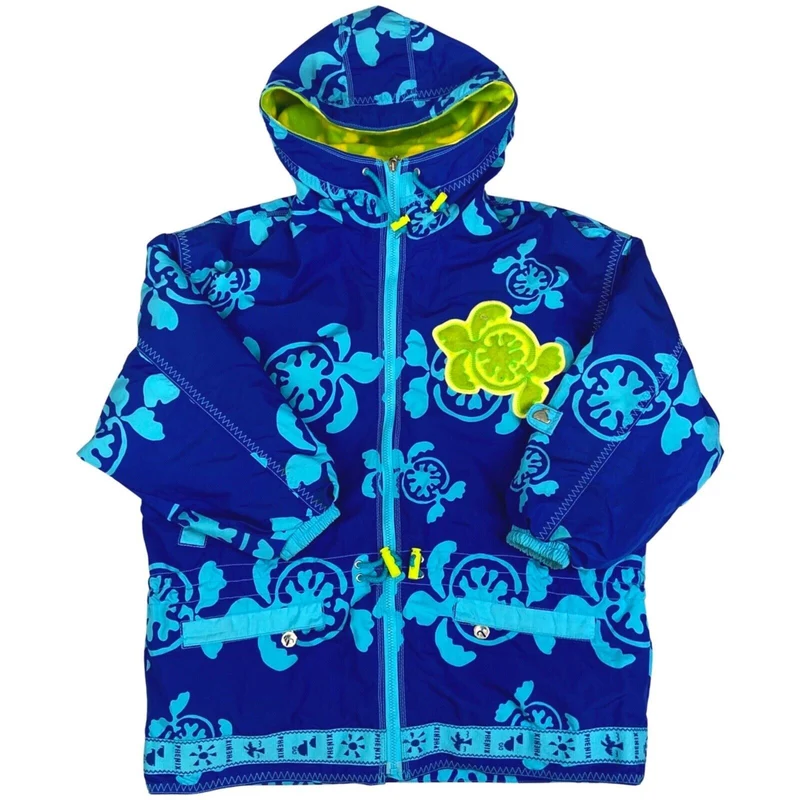 Vintage 1990s Blue Phenix All Over Turtle Print Fleece Lined Ski Jacket Extra Large