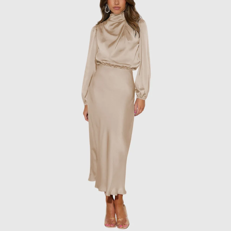 Maristella | Lyxig Satin Maxi Klänning