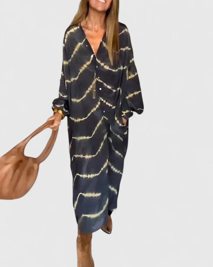 Amelie | Elegant Boho Randig Maxiklänning