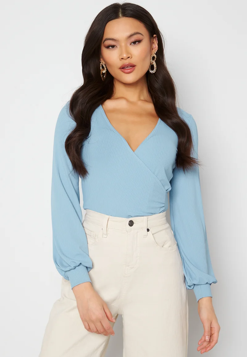 Simone rib wrap top