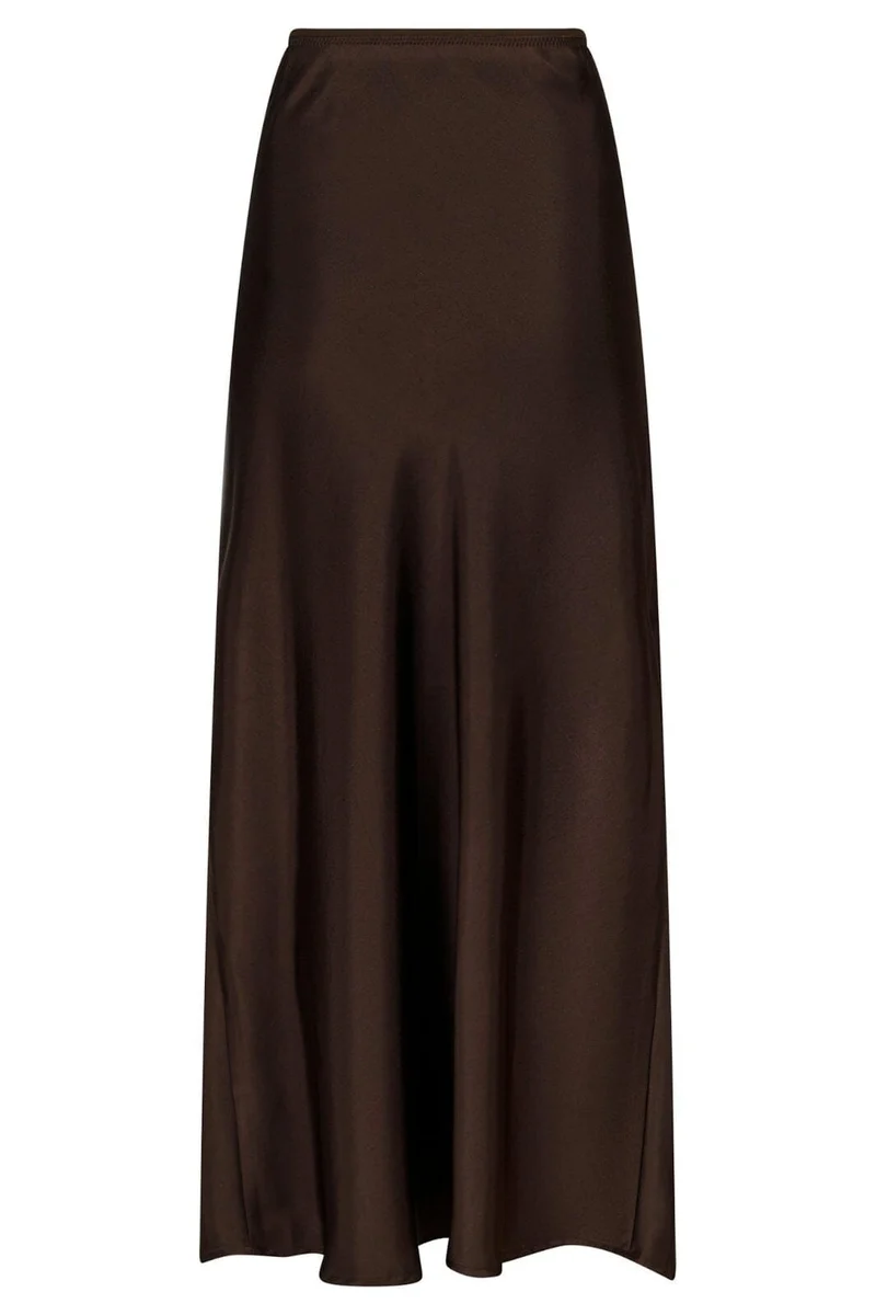 Neo Noir - Vicky Heavy Sateen Skirt 159588 - Dark Brown