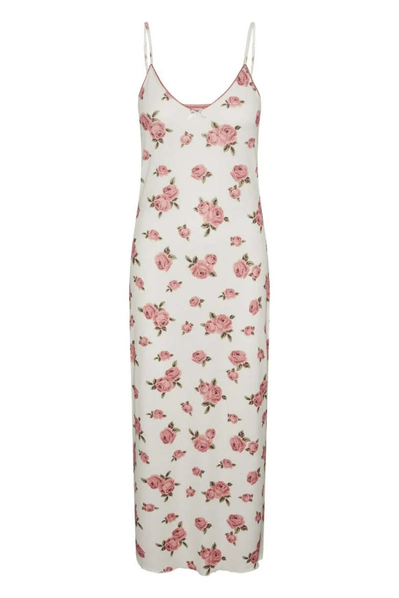 YAS - Yasreece Strap Long Dress - 4613965 Birch Pink Flower Print
