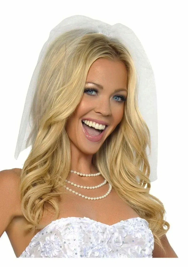 Elegant 18 cm vit kostymslöja med satinrosett - ROMA IS-H 4293 Brudaccessoar