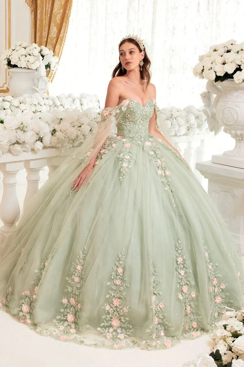 Cape Sleeve Off The Shoulder Quinceanera balklänning från Ladivine 15716