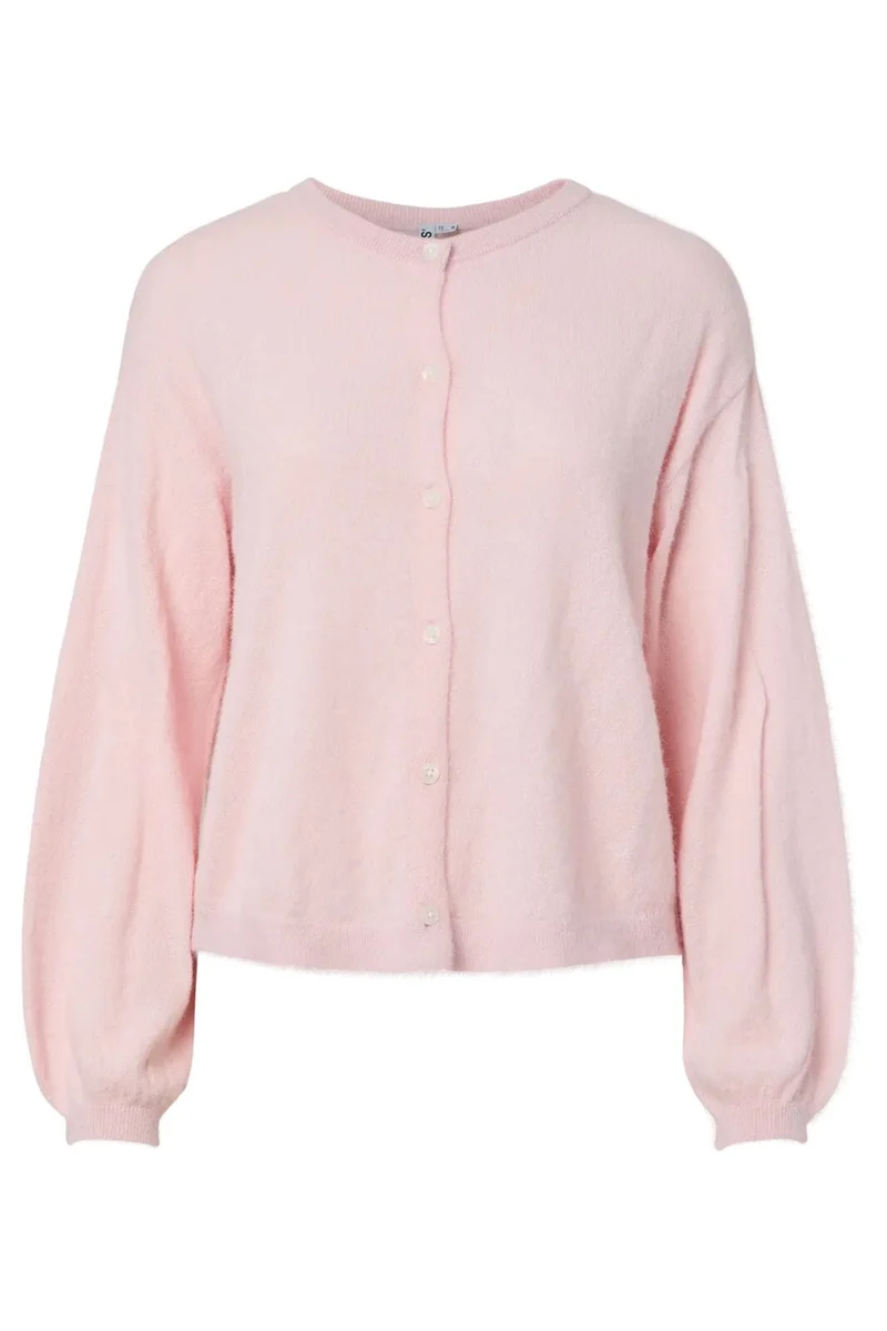 Pieces - Pcnaomi Ls O-Neck Knit Cardigan - 4897827 Roseate Spoonbill Melange