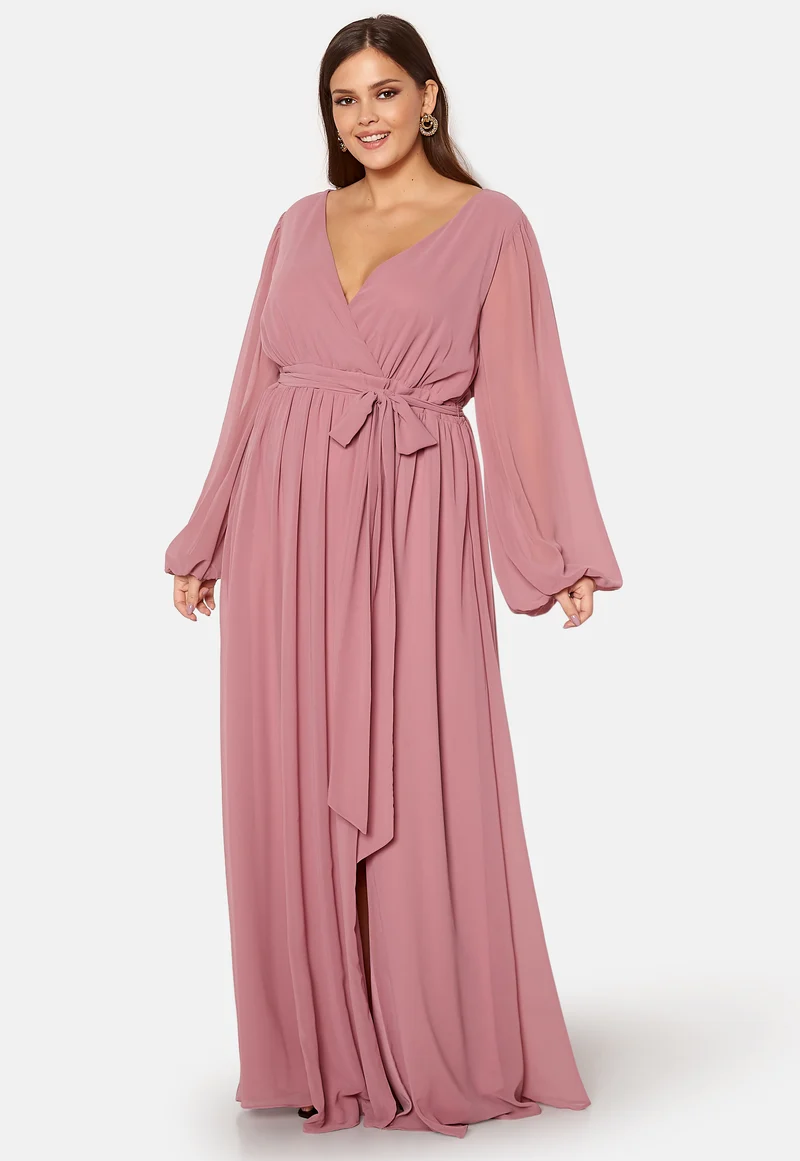 Long Sleeve Chiffon Maxi Curve Dress