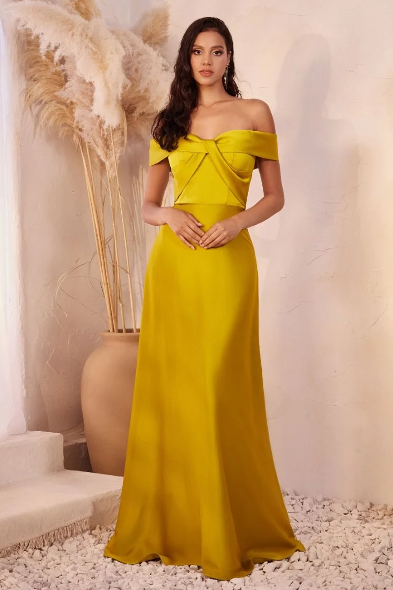 Off The Shoulder A-Line Satin Gown By Ladivine CD325 - Kvinnor Aftonklänning - Speciellt tillfälle