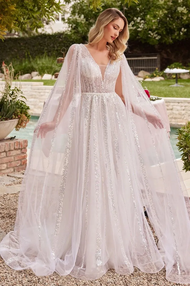 Sparkle långärmad A-line brudklänning från Ladivine - CD852W