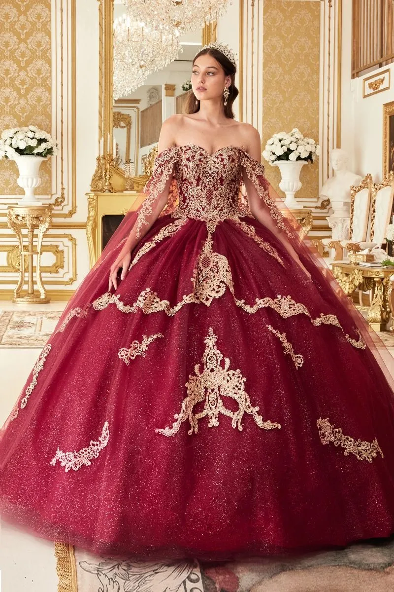 Guld på axeln Quinceanera balklänning av Ladivine 15711