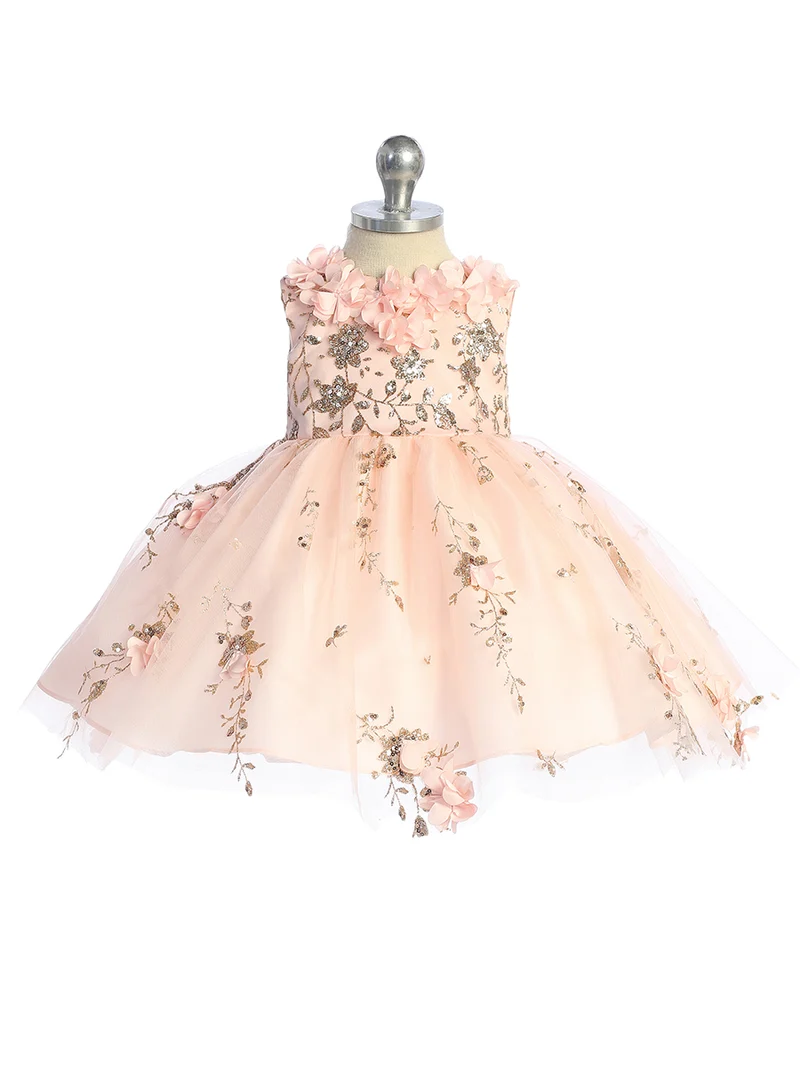 Baby Girl Glitter 3D Blommig Klänning från TIPTOP KIDS - AS7039S