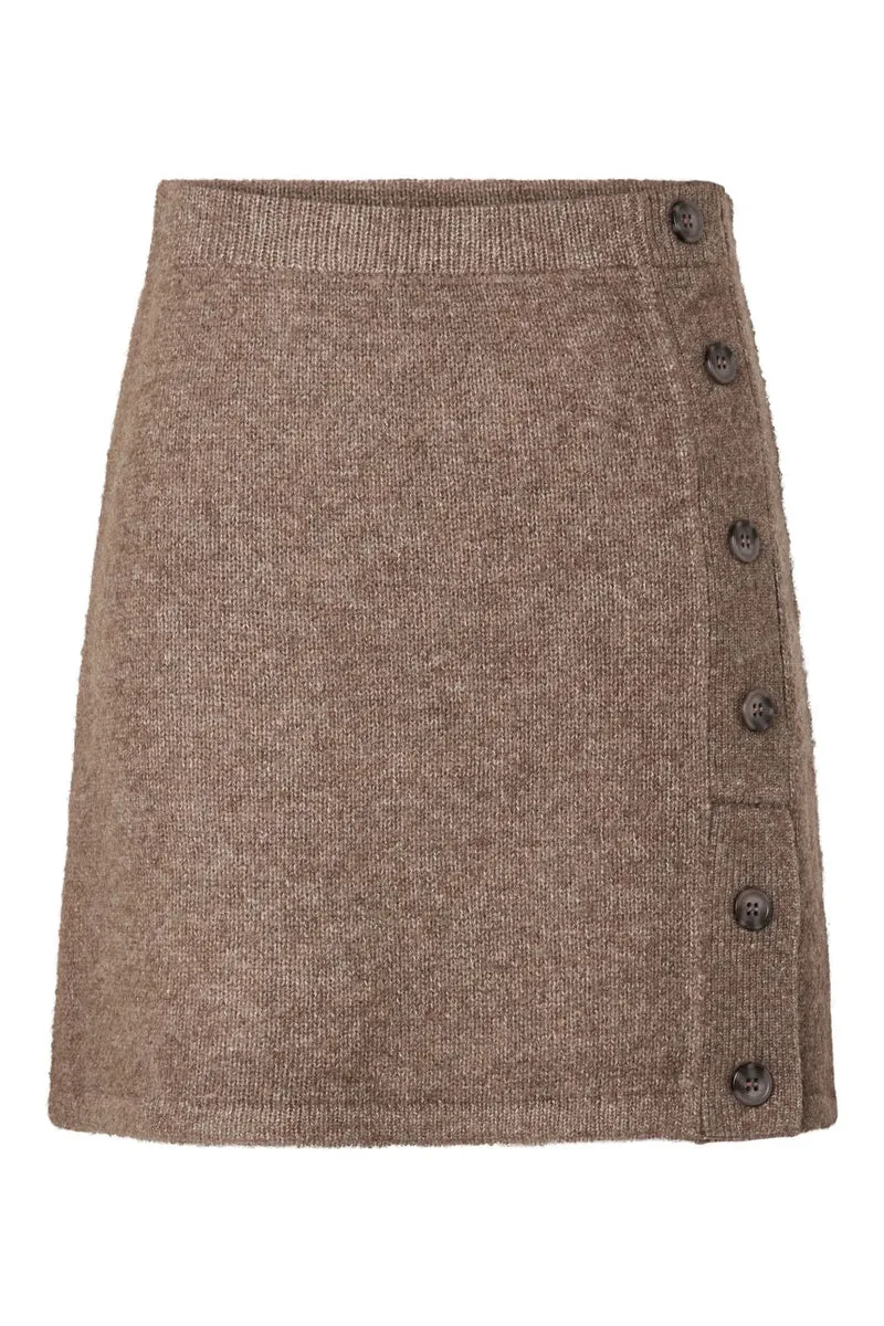 Pieces - Pcaico Button Knit Skirt - 5060679 Coffee Quartz Melange