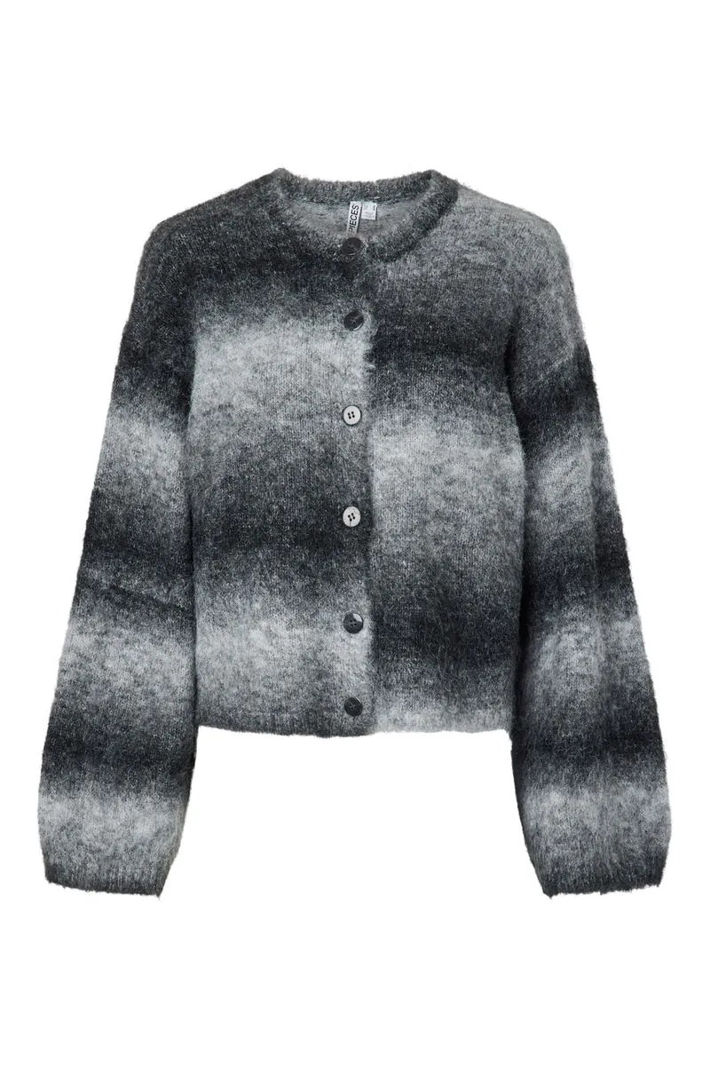 Pieces - Pcalba Ls O-Neck Knit Cardigan - 5059056 Ganache Cloud Dancer Gradiant