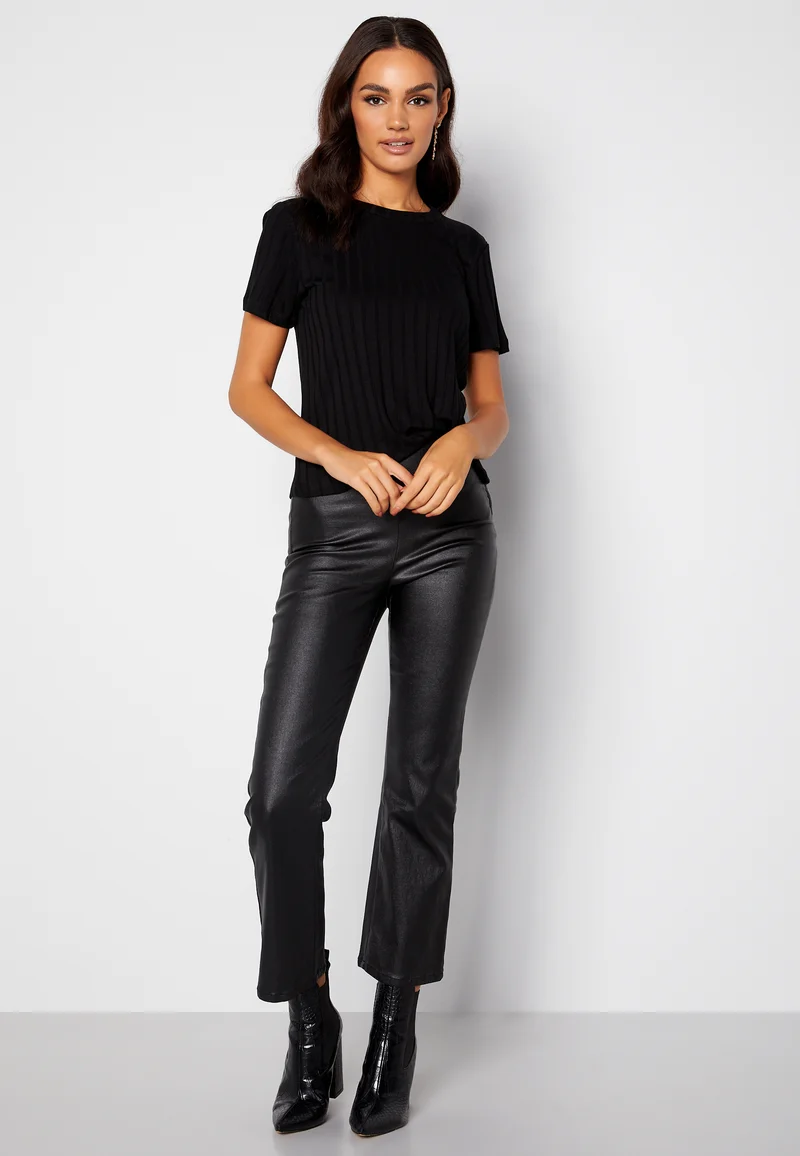 Alicia coated kickflare trousers
