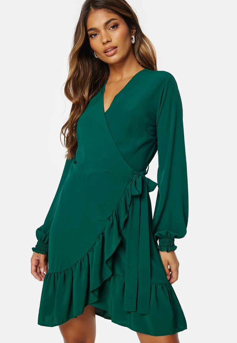 Frilly Wrap Mini Dress