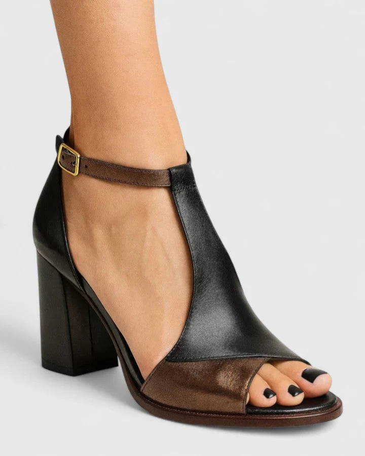 Oliver | Elegant Blockklack Sandaler med Öppen Tå