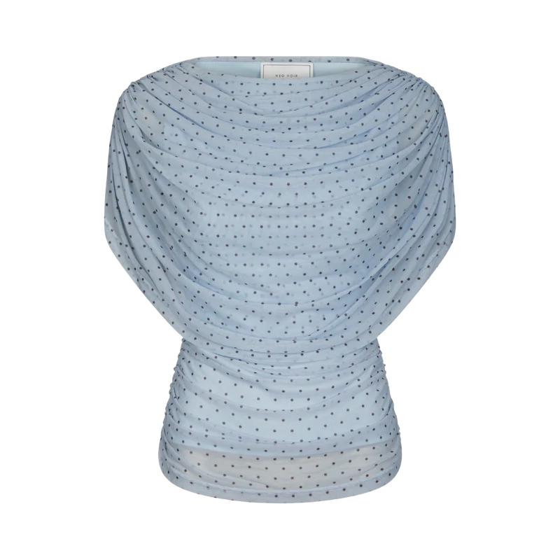 Cottuna Dot Drapy Mesh Top - Light Blue