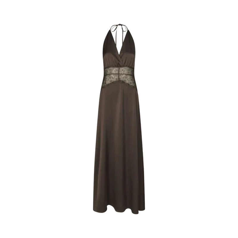 Jasine Heavy Sateen Dress - Dark Brown