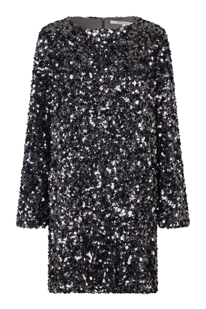 Second Female - Shiny Mini Dress 60499 - 7049 Gungrey Metal