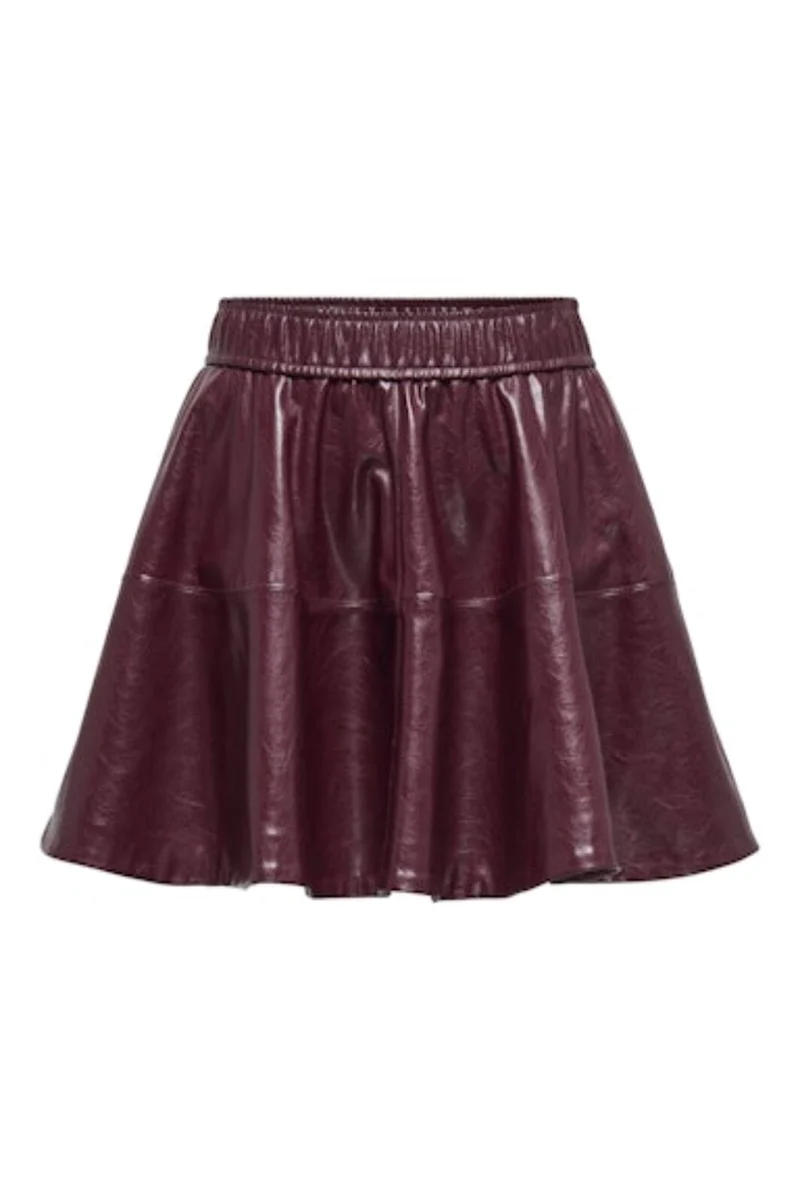 Only - Onljacky Faux Leathe Skater Skirt - 4834164 Mauve Wine
