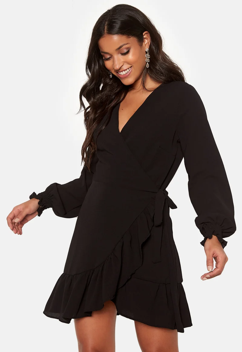 Frilly Wrap Mini Dress