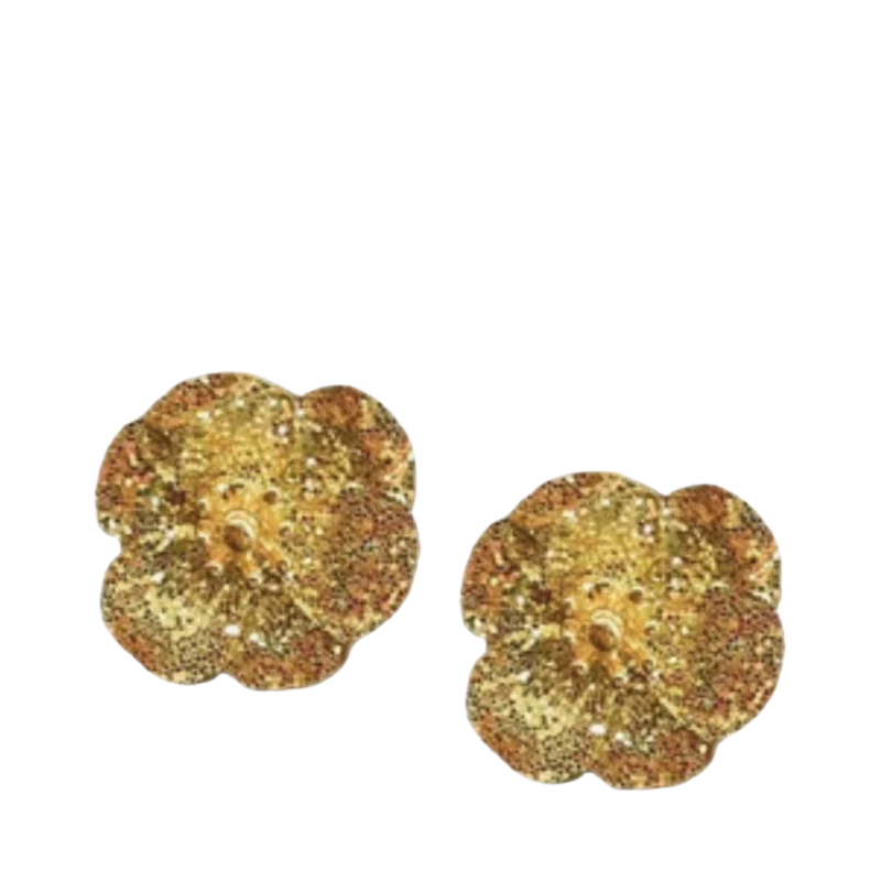 Flower Small Earrings - Gold Glitter