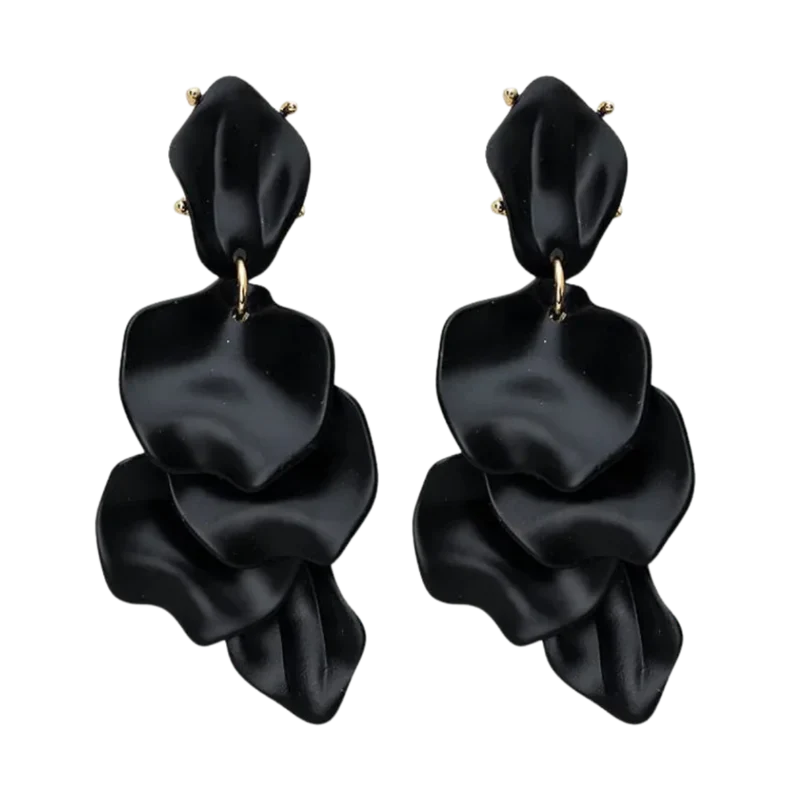 Leaf Earrings Pearl Black - Pearl Black