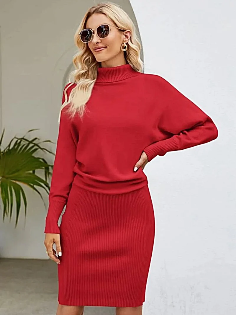 Ribbad polotröja med dolmanärmar och elegant minipennkant