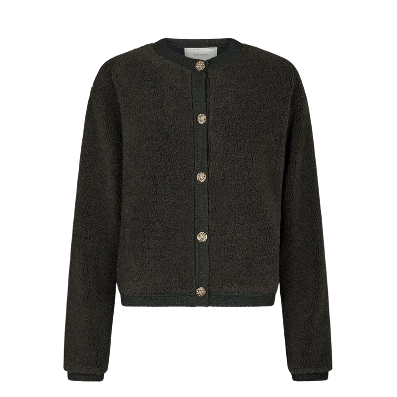Limo Fluffy Knit Cardigan - Grey